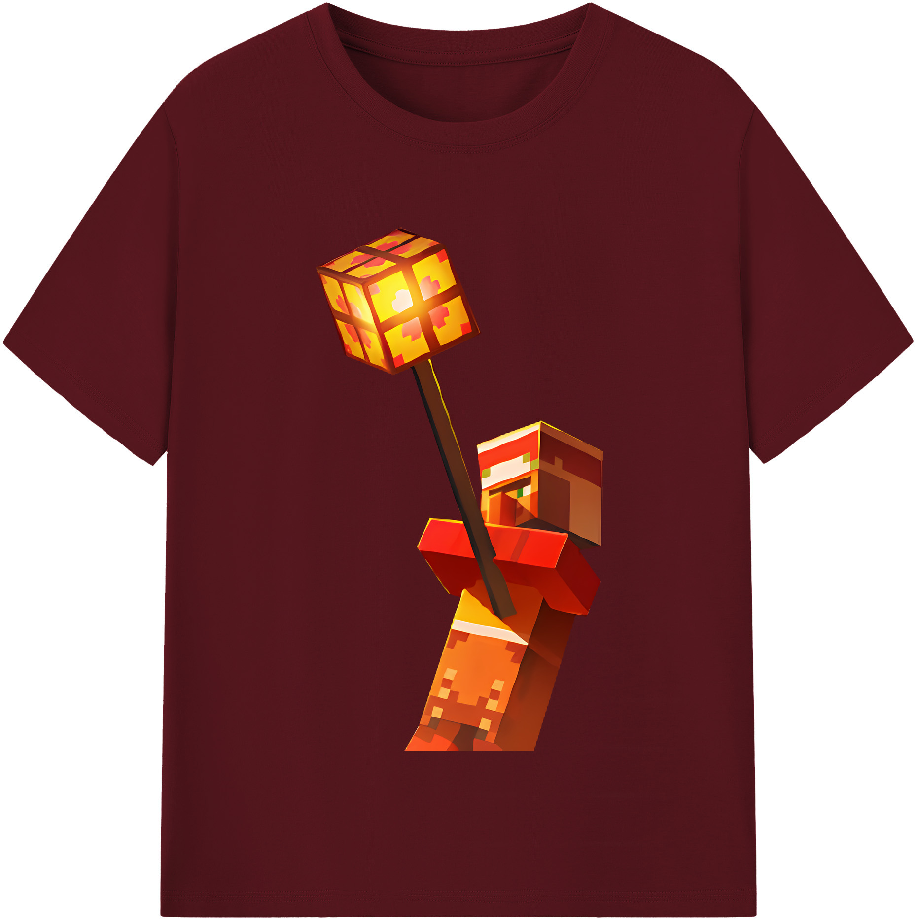 （画像用） マインクラフト ブロックの世界 Minecraft MC Block world 綿100％半袖Tシャツ（フロントプリント）
